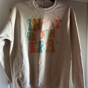 Gildan Cream Sweatshirt with Multi-Color Retro Graphic